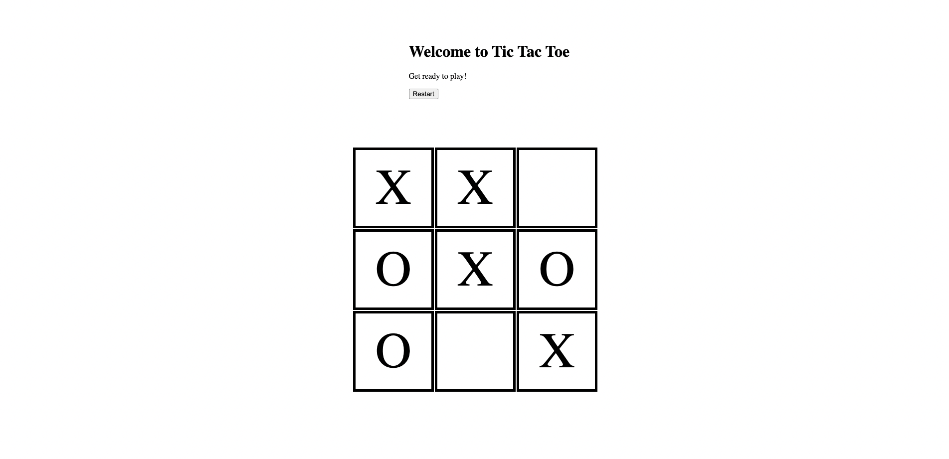 Screenshot showing a black and white tic-tac-toe grid game